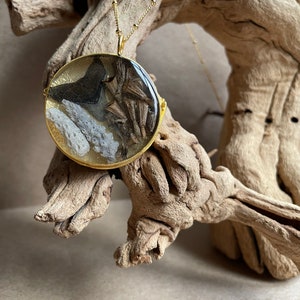 Ocean-themed pendant featuring Maryland shark tooth fossil