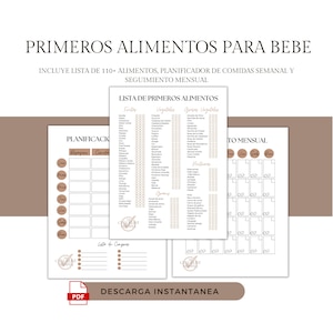 Lista De Primeros Alimentos, Comida para Bebes, Diario de Alimentos, Baby Food Checklist, Spanish Version, En Español, Baby Food Tracker