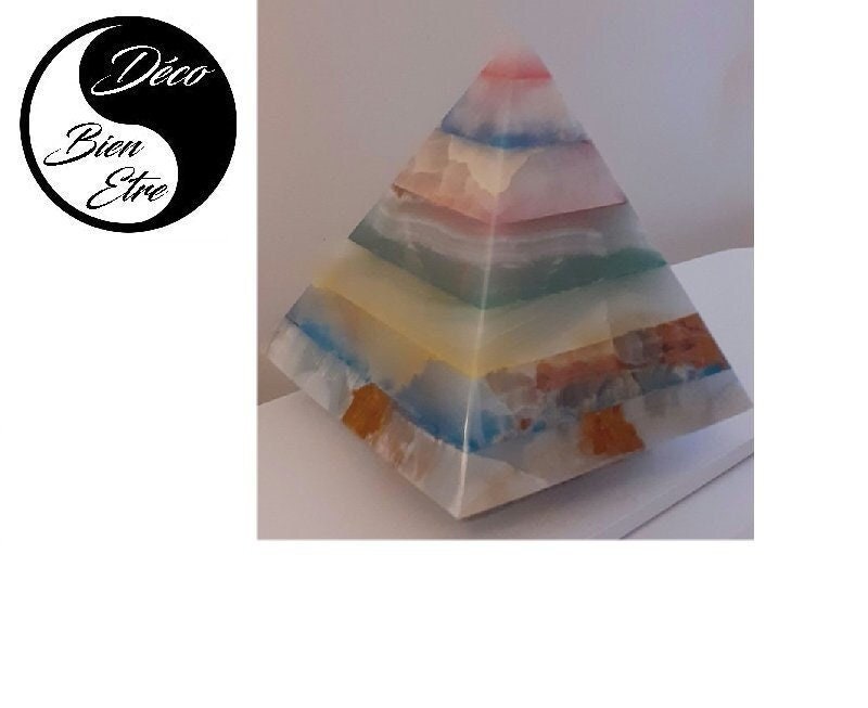 Lampe Décorative en Pierre d'onyx +/-3Kg Pour Le Salon | ou Chevet Forme de Pyramide