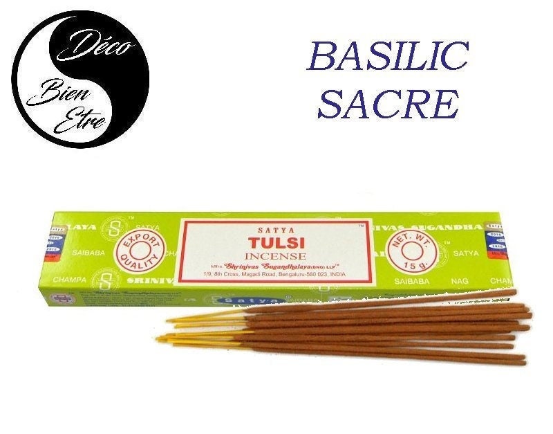 Basilic Sacre Stick Encens Satya Pour Séances Méditation , Relaxation, Yoga ou Chasser Les Énergies