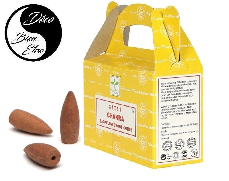 Chakras Satya Lot 24 Cônes Encens à Refoulement Pour Séances Méditation , Relaxation, Yoga ou Chasse