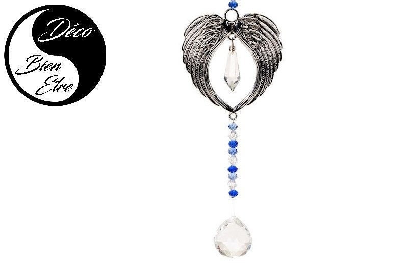 Suspension Feng Shui Ailes d'anges avec Sphères en Cristal et Son Coffret