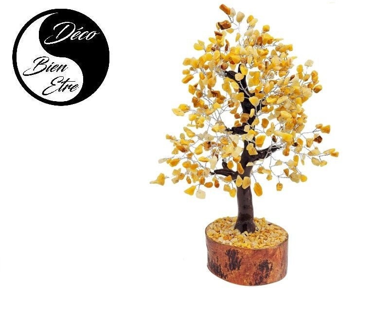 Arbre de Vie en Aventurine Jaune 300 Chips Pour Équilibrer Énergies Dans Habitation | ou Travail