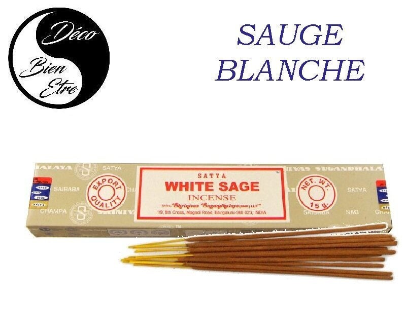 Sauge Blanche Stick Encens Satya Pour Séances Méditation , Relaxation, Yoga ou Chasser Les Énergies