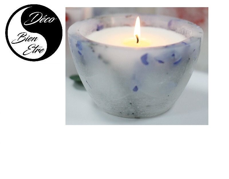 Grand Bol de Bougie Parfumée à La Lavande 460Gr | 100% Végétale Au Soja et Fleurs Séchées