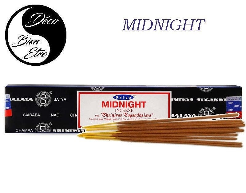 Midnight Stick Encens Satya Pour Séances Méditation , Relaxation, Yoga ou Chasser Les Énergies Négat