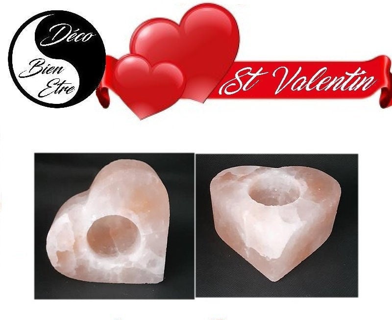 Photophore Coeur en Sel d'himalaya Offre St Valentin +/ - 710Gr