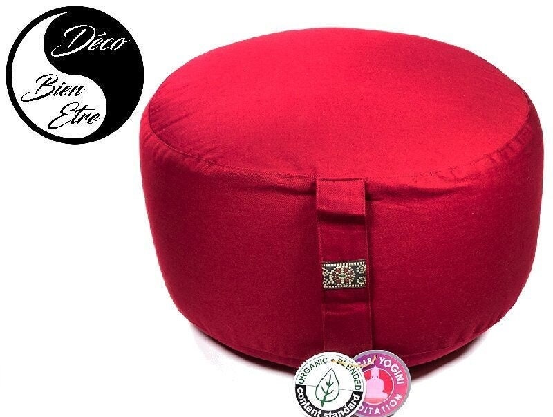 Coussin de Méditation Format Xl Couleur Rouge Pour Séances Yoga, Méditation, Relaxation, Détente