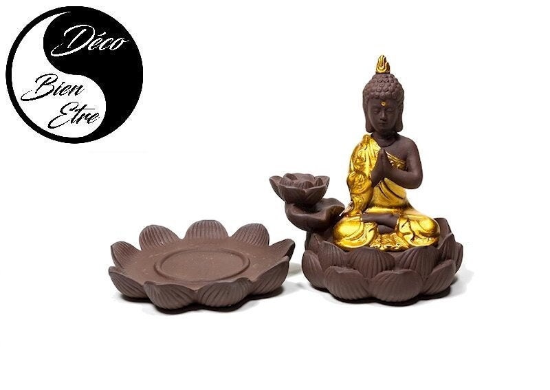 Fontaine à Encens Bâton et Cône Refoulement avec Bouddha Coupelle Séparée