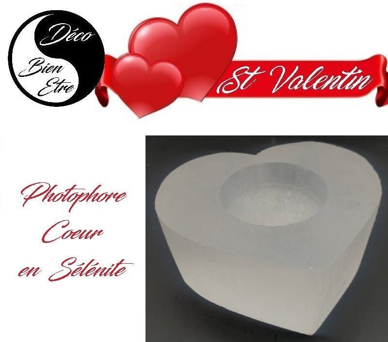 Photophore Coeur en Selenite Offre St Valentin +/ - 330Gr