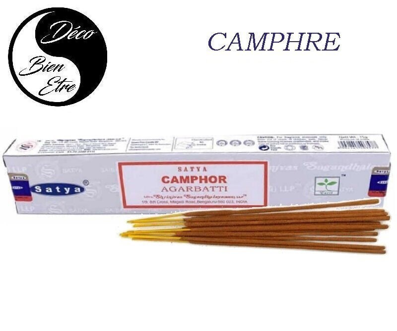 Camphre Stick Encens Satya Pour Séances Méditation , Relaxation, Yoga ou Chasser Les Énergies Négati
