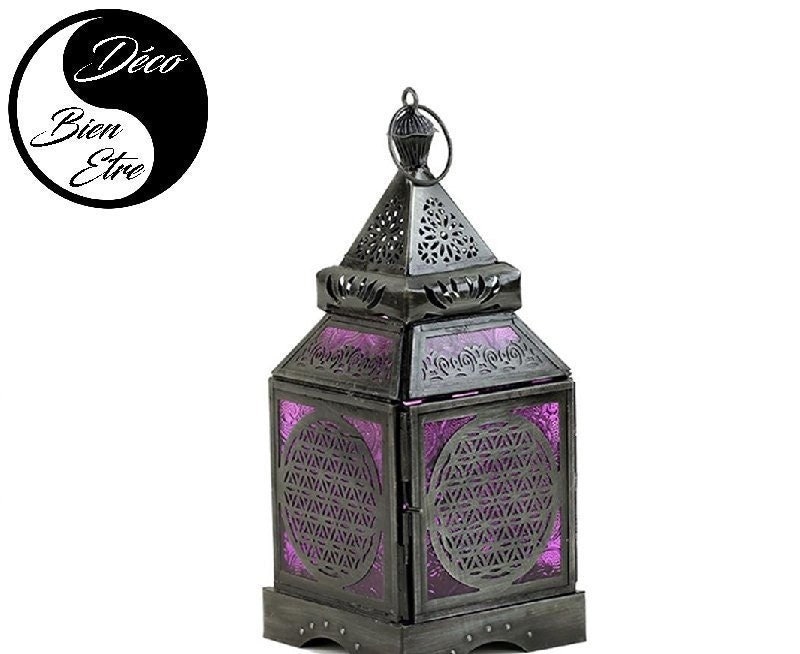 Lanterne Orientale avec Motif Fleur de Vie | Vendue Sans Bougie
