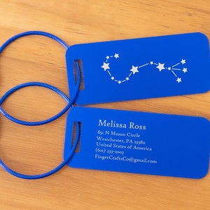 Metal Luggage Tag Zodiac Constellation, Double-sided Engraved Tag - Travel Gift, Personalized Birthday, Virgo Pisces Aquarius Gemini Libra