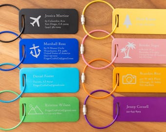 Etichetta per bagaglio in alluminio personalizzata: incisione personalizzata per regalo di viaggio