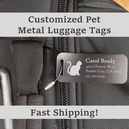 Dog and Cat Image Metal Luggage Tag Personalized Pet Carrier Etsy