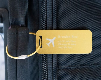 Personalized Metal Luggage Tag: Engraved Aluminum Tag for Travel Gift