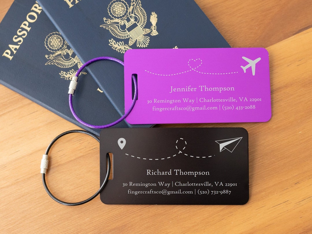 Large Metal Luggage Tag, Personalized Engraved Aluminum Tag Travel Gift