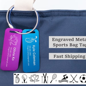 Sports Bag Personalized Aluminum Tag: Engraved Bag ID