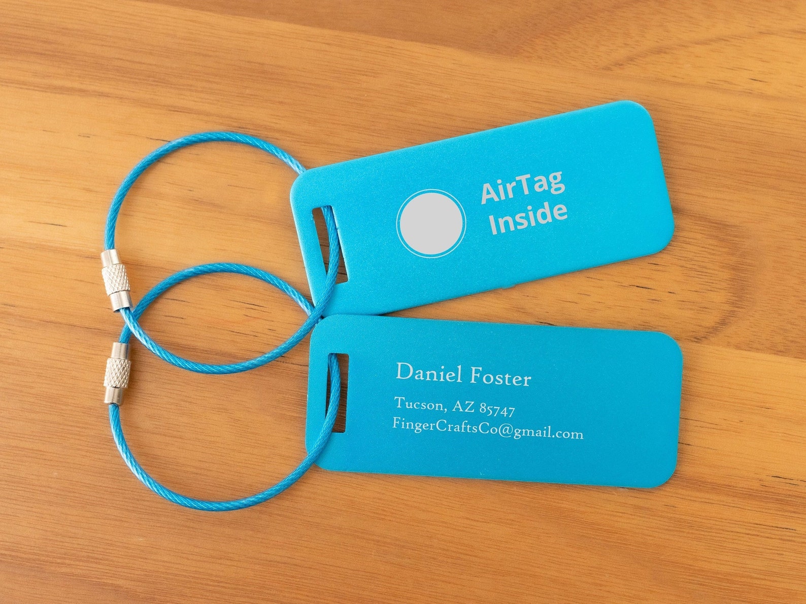 Luggage Tag AirTag Inside Engraved Aluminum Metal Tag, Doublesided Travel Gift, Bag ID, Logos