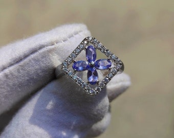 Handgemachter Sterling Silber Tansanit Ring: Dezember Geburtsstein