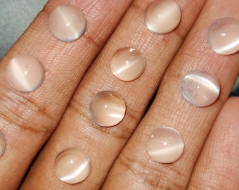 Natural White Moonstone Cabochons: 7mm Round Gemstones