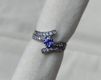 Natural Tanzanite Ring Round Cut Tanzanite Ring - Sterling Silver Ring - December Birthstone Ring - Statement Ring Gift Ring For Her