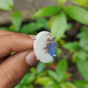 Natural Dendritic Agate 925 Sterling Silver Handmade Ring.