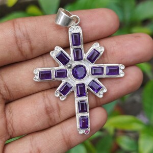 Natural Amethyst 925 Sterling Silver Handmade Pendant