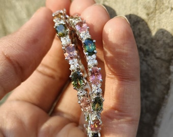 タンザナイトガーネットシトリンペリドットブレスレット：925