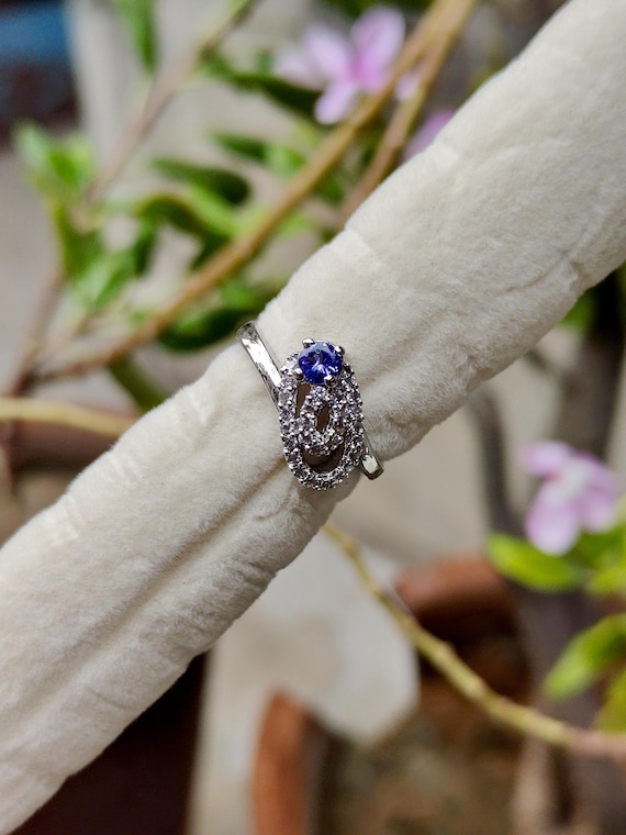 Tanzanite Engagement Ring: Round Violet Blue Sterling Silver