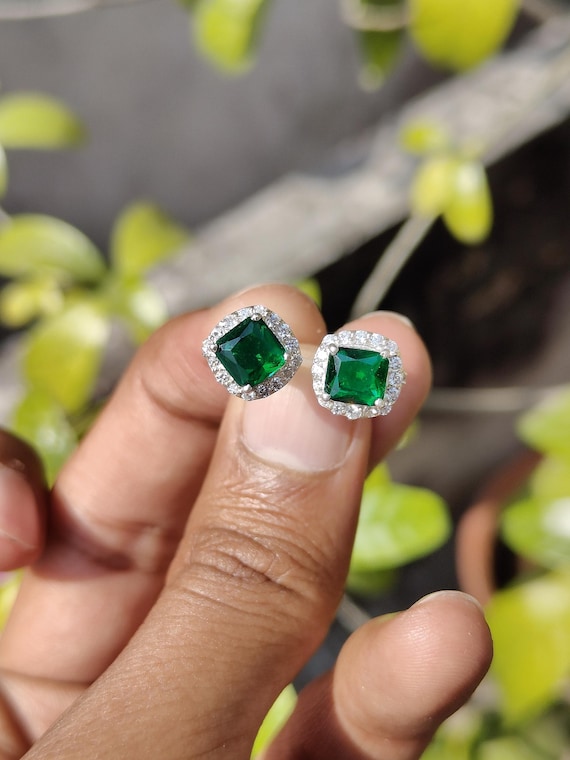 Bague émeraude bijoux en argent sterling avec pierre de