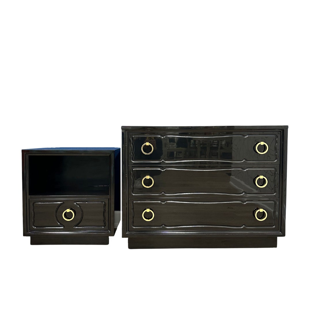 Dorothy Draper Black Lacquer Bedroom Set Etsy