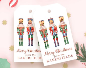 Custom Nutcracker Gift Tags: Personalized Grandmillennial Christmas Gift Tags - Elegant Watercolor Design