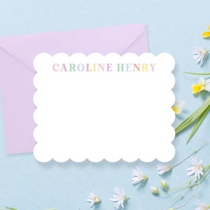 Scalloped Stationery Set - Personalized Note Cards with Envelopes- Elegant and Unique Customized Notecards