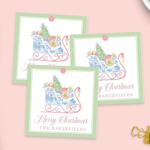 Etiquetas de regalo Chinoiserie: ideales para etiquetas de regalo de Navidad y tarjetas adjuntas de Navidad.