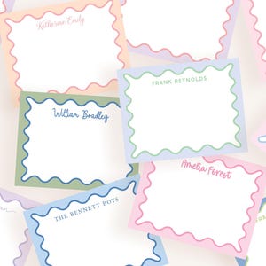 Colorful Wavy Stationery Set | Personalized Modern Note Cards with Envelopes | Trendy Custom Notecards for Everyday Letters