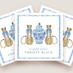 Chinoiserie Cheetah gift tags: Great for Chinoiserie stationery and Grandmillennial stationery