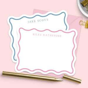 Wavy Stationery Set - Personalized Note Cards with Envelopes- Elegant and Unique Customized Notecards