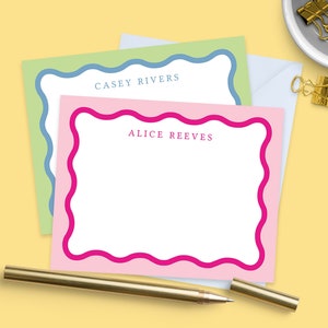 Wavy Stationery Notecards - Custom Color Options Available