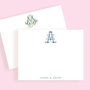 Personalized Couple Stationery • Custom Couples Notecards • Elegant Monogram Stationery Set • Wedding Gift Stationery