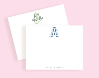 Personalized Couple Stationery • Custom Couples Notecards • Elegant Monogram Stationery Set • Wedding Gift Stationery