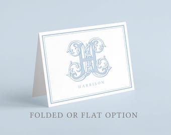 Custom monogram thank you notecard set with envelopes: Perfect for custom name gifts.