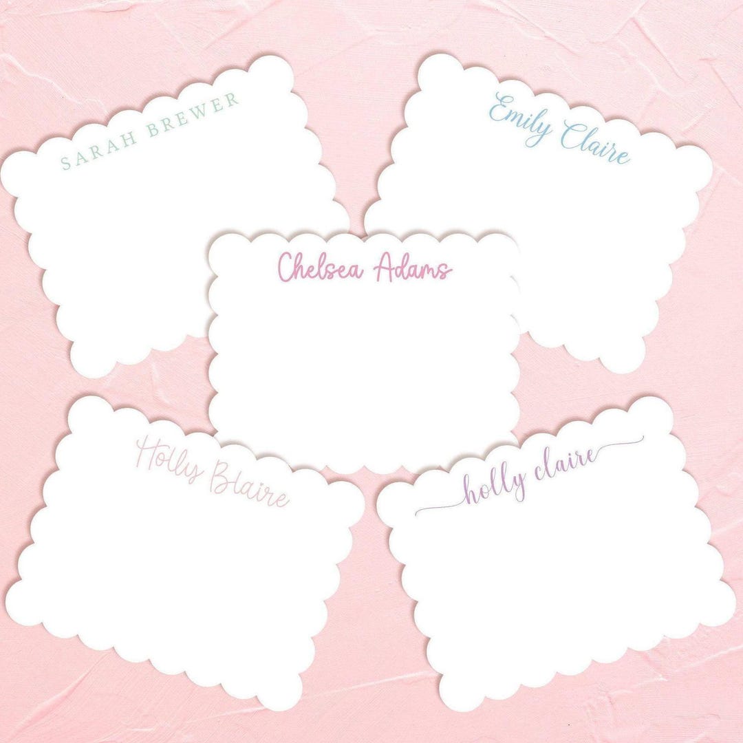 Scalloped Stationery Set - Personalized Note Cards With Envelopes ...