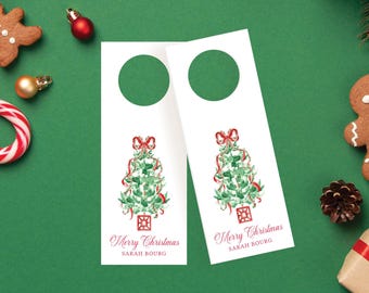 Custom Christmas Wine Bottle Tags | Personalized Holiday Wine Tags | Chinoiserie Wine Gift Tags | Hostess Gift Idea (16 tags per set)