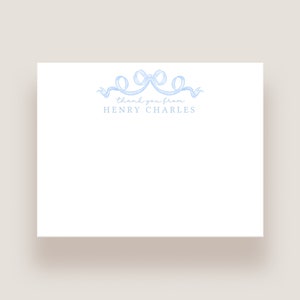 Boy nursery notecards: Great for baby shower thank you cards with nursery blue bow