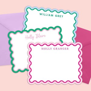 Scalloped Stationery Set - Personalized Note Cards with Envelopes- Elegant and Unique Customized Notecards