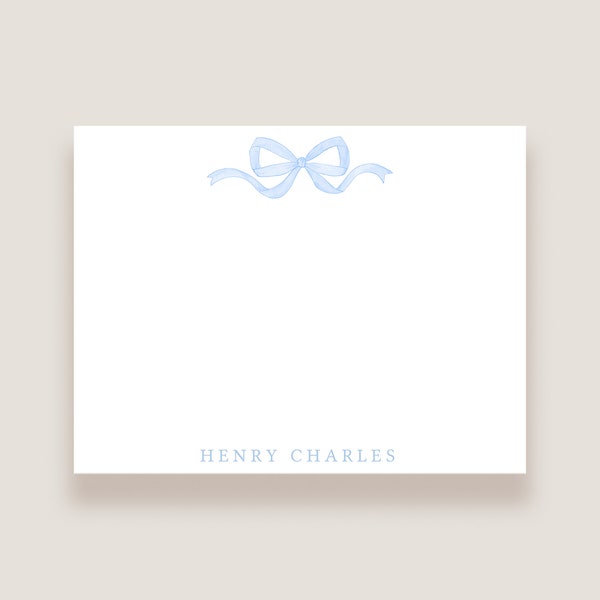 Boy nursery notecards: Great for baby shower thank you cards with nursery blue bow