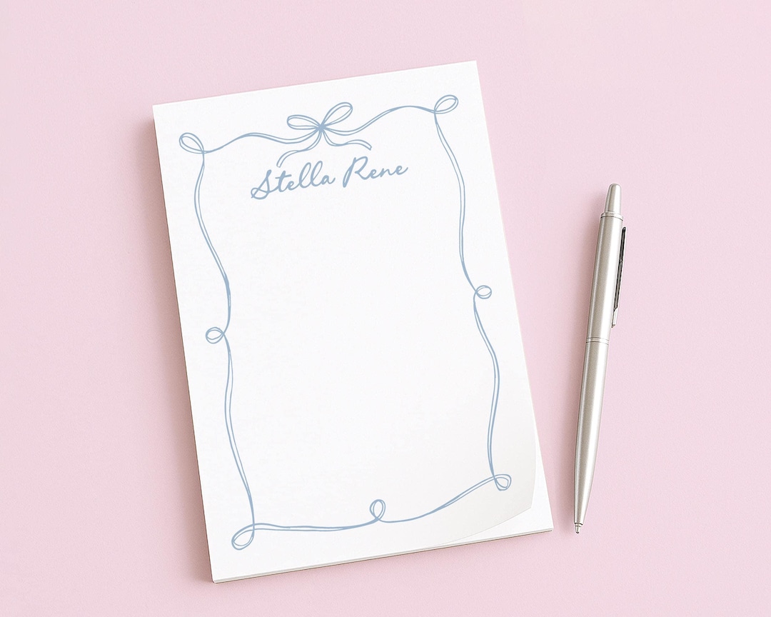 Personalized Bow Notepad • Coquette Stationery • Custom Name Notepad ...