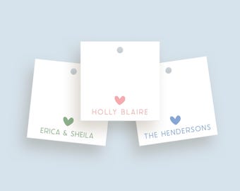 Custom heart gift tags, custom family gift tags, holiday gift tags, baby shower gift tags, bridal shower gift tags