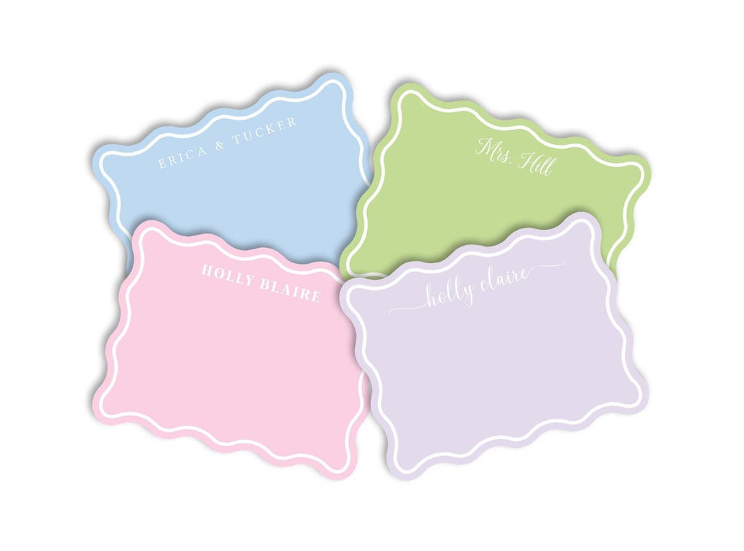 Wavy Stationery Set - Personalized Note Cards With Envelopes- Elegant ...